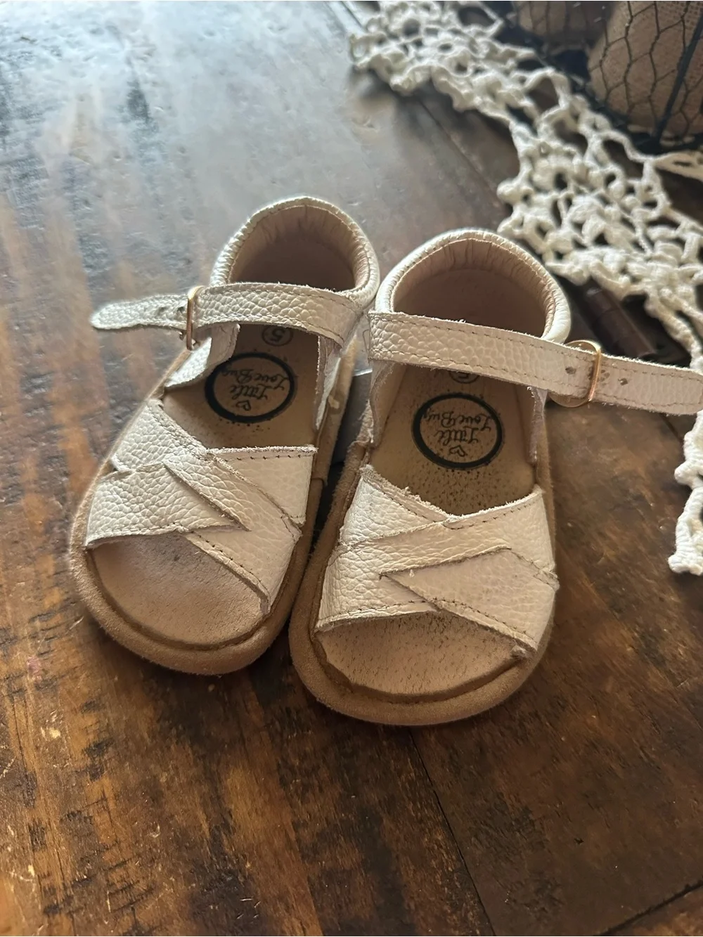**$1 ADD ON**  Baby/Toddler White Leather Sandals - Adjustable Strap